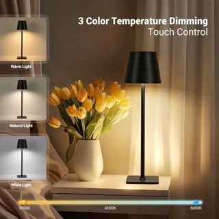 Led Tricolor sem fio com escurecimento por toque escurecimento em alumínio Liga de alumínio Material led Luz de leitura com cabo de dados tipo c Função de escurecimento por toque Adequado para aprender Lâmpada de mesa de dormitório