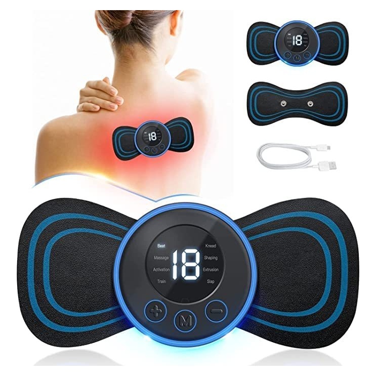 KIT Mini Massageador EMS Estimulador Elétrico De Pescoço Portátil Para Alívio Da Dor Muscular Cervical