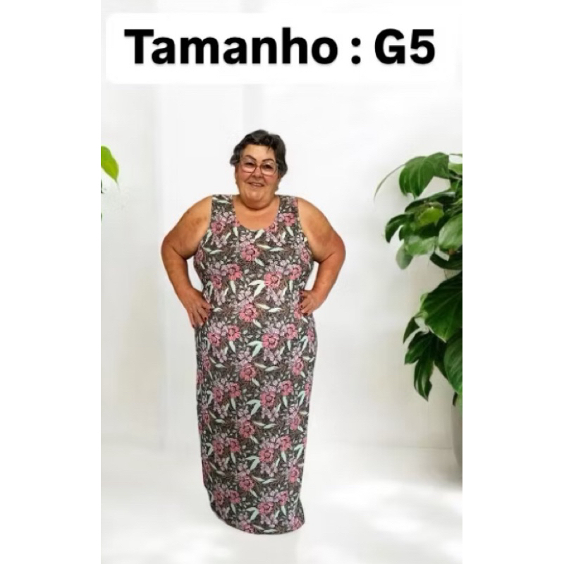 VESTIDO PLUS SIZE LONGO REGATA LIGANETE ESTAMPADA ( malha fria ) / TAMANHO G5 / REF 160 )