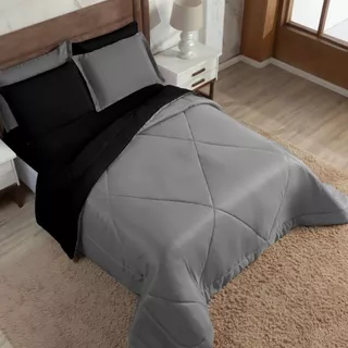 Kit Edredom Cama Quarto Queen Fronha 03 Peças Dupla Face