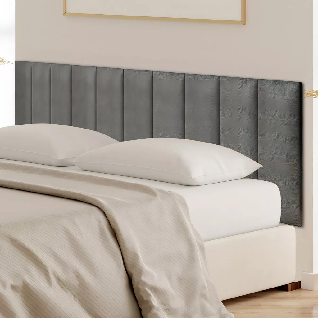 Cabeceiras de Cama Box Casal 60x20cm Estofada Modulada Opções King Queen Solteiro Adesivo