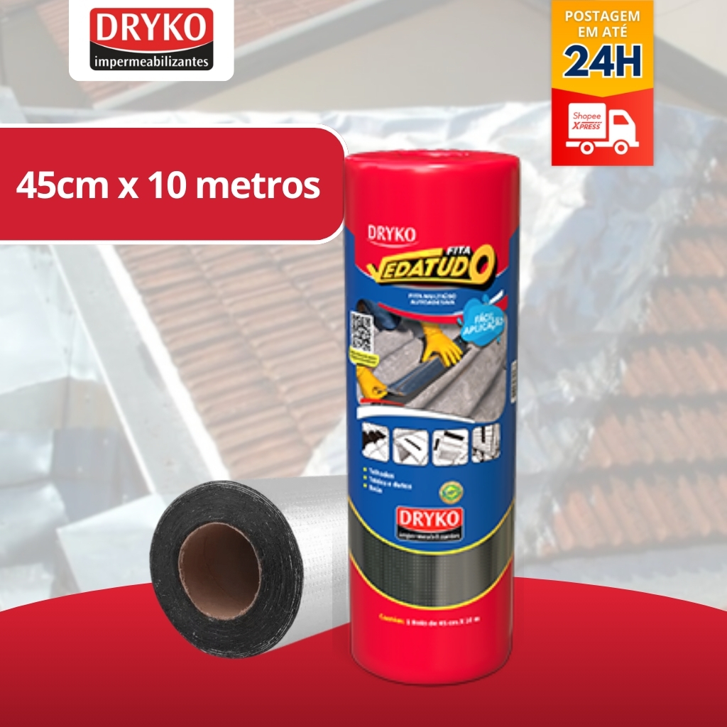 Manta Asfáltica Fita Auto Adesiva Aluminizada - 45cm X 10m