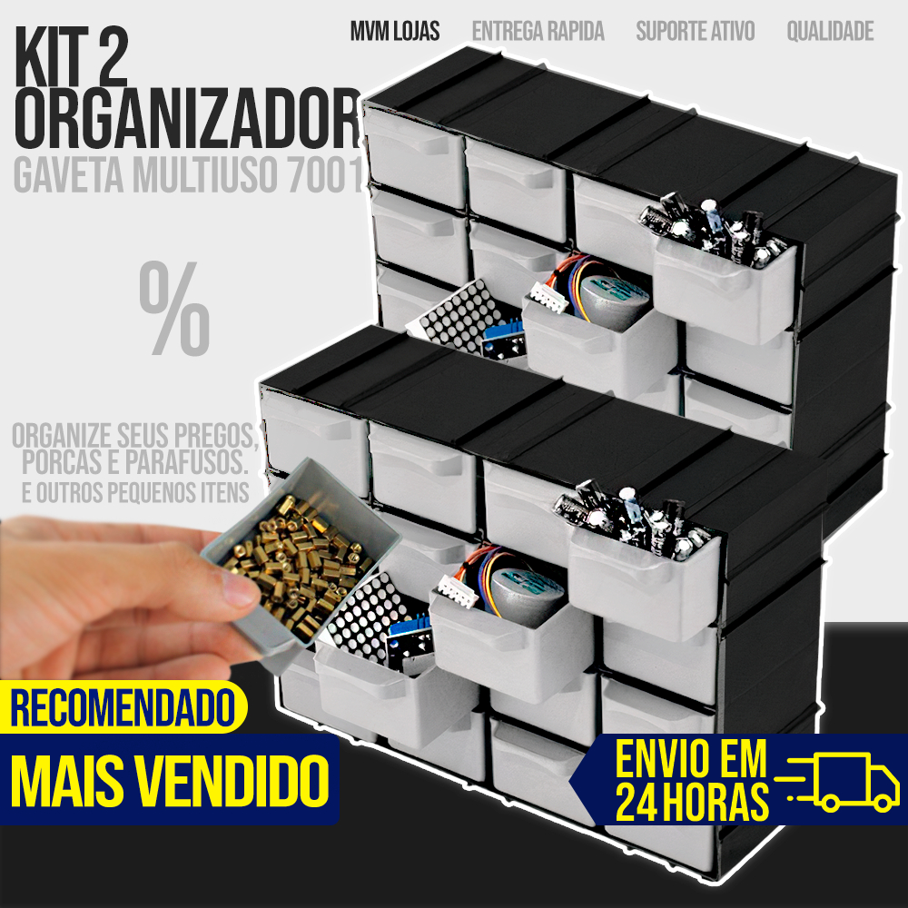 Kit 2 Gaveteiros Modular Organizador 32 Gavetas Bancada Mesa ...