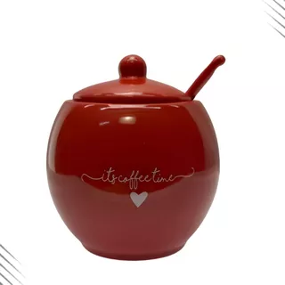 AÇUCAREIRO VERMELHO 350 ML PORCELANA HAUSKRAFT L AMOUR