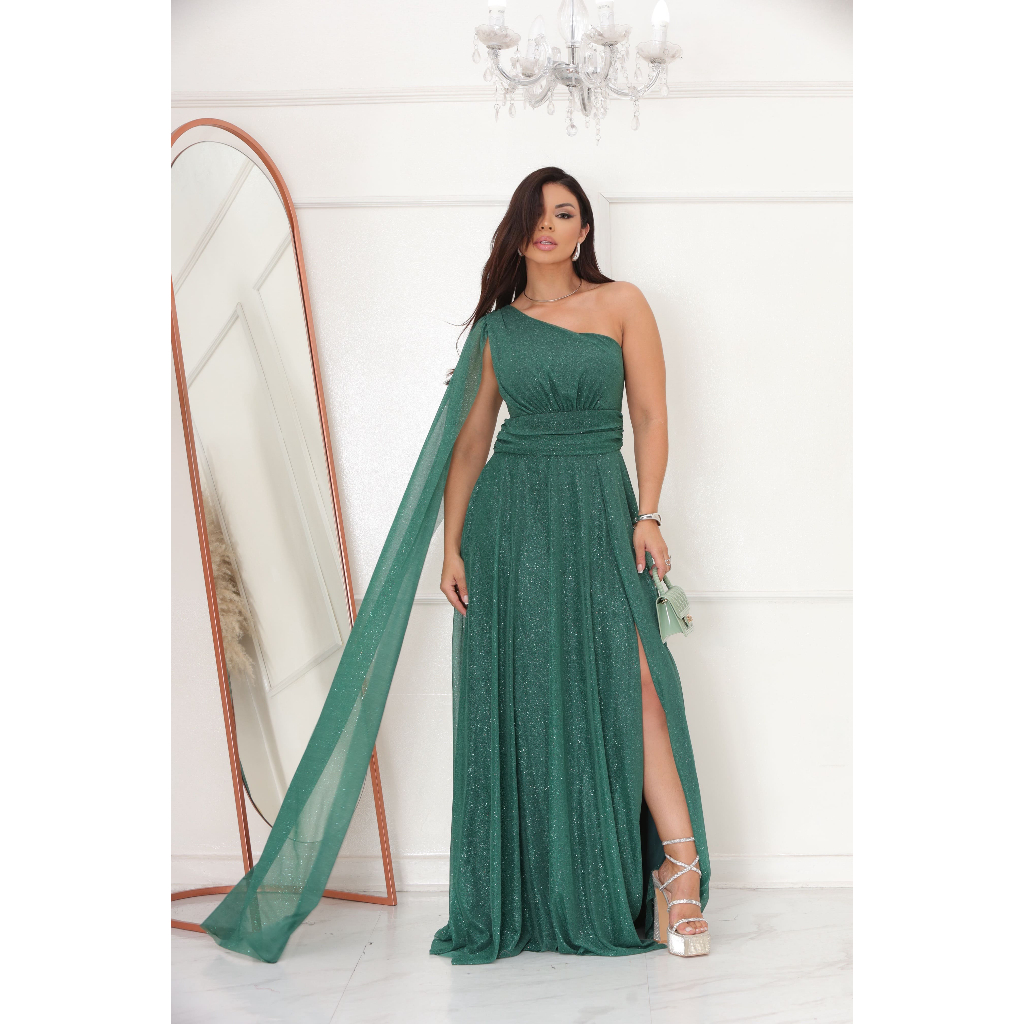 Tule Vestido De Malha Para Madrinha De Casamento Vestido Um Ombro