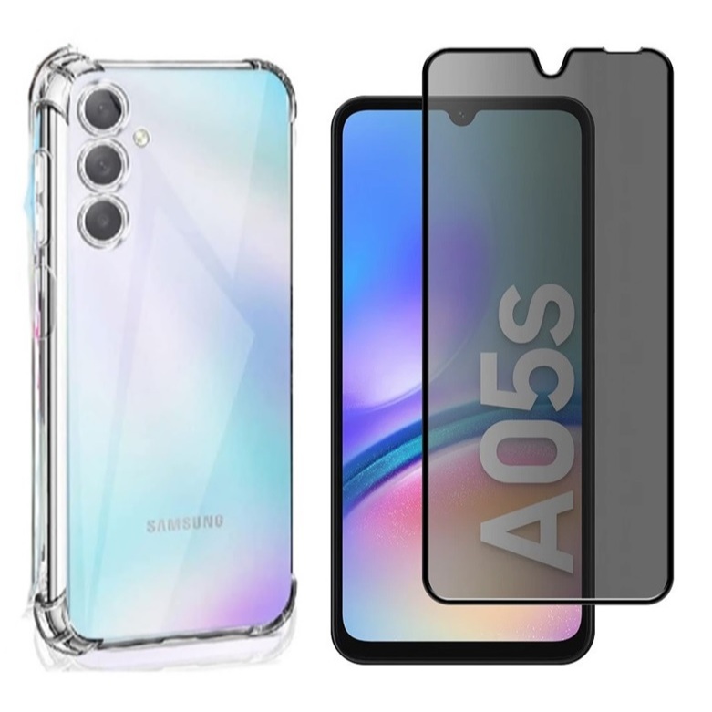 Capa Capinha Anti Impacto + Película de Privacidade Vidro 3D para Samsung Galaxy A05S