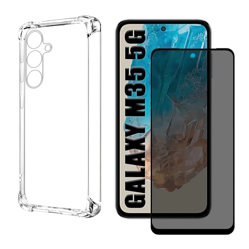 Capa Capinha Anti Impacto + Película Privacidade de Vidro 3D para Samsung Galaxy M35