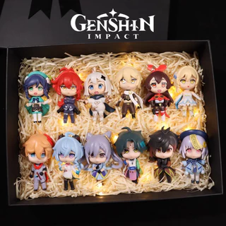 12 pçs/set Genshin Impact Anime Figura De Ação Jogo Dos Desenhos Animados Aether Paimon Klee Raiden Shogun Beelzebul Hu Tao Éter Lumine Barbatos Eula Keqing Qiqi Nahida Xiao Zhongli Yae Miko Action Figure Status Modelo Brinquedos Presente de Aniversário