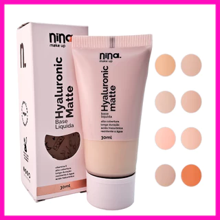 Nina Make Up Hyaluronic Matte Base Liquida 30ml (Alta Cobertura) Base líquida leve e de fácil aplicação.