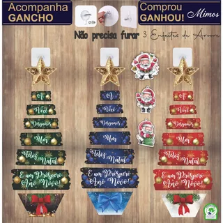 Árvore de Natal em madeira MDF, para porta e parede, enfeites e decoração para casa.