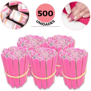 500 Lixas Unha Mini Descartáveis Manicure Pedicure Salão Mimo Outubro Rosa Profissional Atacado