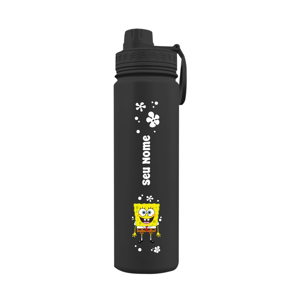 Garrafa Térmica Fresh Com Alça Personalizada Com Nome Bob Esponja