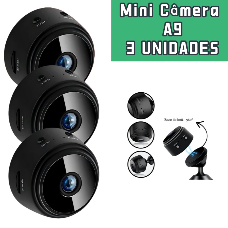 Kit 3 Novo A9 HD Mini com visão noturna Wifi Câmera 1080P Vigilância