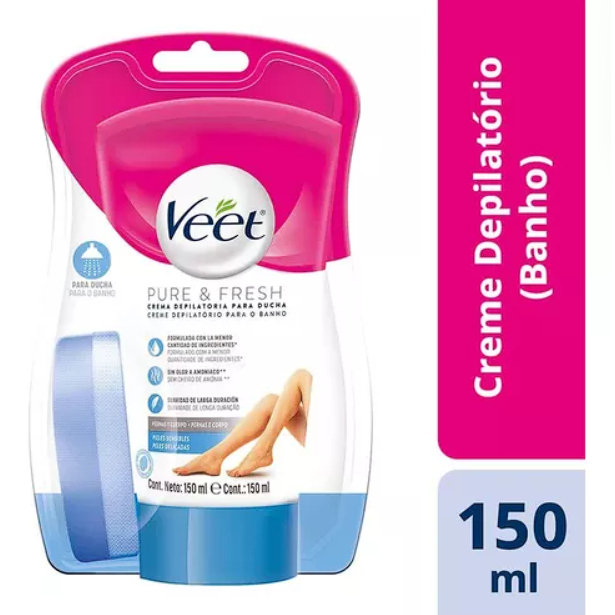 Creme Depilatório Veet Para Banho Pure & Fresh Peles Sensíveis 150ml ...
