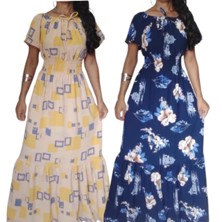 Vestido Moda Evangélica Longo Feminino Manga Estampado Florido Elastex Lastex Evangélico Floral Duna Rodado Soltinho