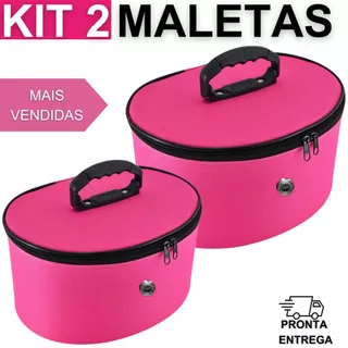 Kit 2 Maleta Nécessaires Frasqueiras Maquiagem Premium Fashion Moda Multifuncional em Oferta na Shopee