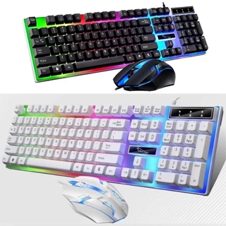 Kit Teclado Mouse Semi Mecânico RGB LED Gamer Jogo M400/M300 Com Fio