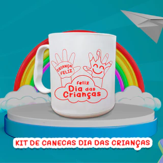 Kit C/ 10/20/30/40/ CANECAS PERSONALIZADAS BRANCAS DIA DAS CRIANÇAS 400 ML PLÁSTICO LEMBRANCINHA DATA ESPECIAL