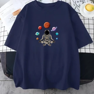 Camiseta Básica Astronauta Planetas Masculina e Feminina 100% Algodão