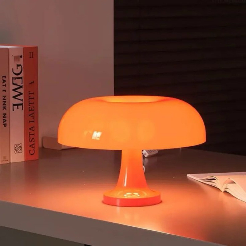 Luminária de Mesa Moderna Cogumelo Led Laranja Vintage USB Pronta Entrega!
