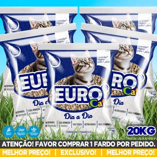 Kit 5 Pacotes Areia Sanitária Higiênica Para Gatos Pets Fardo Com 20KG Eurocat Ultra Absorção Premium Aromatizada Pet