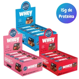 Barra Whey Nutry Sabores 50g com 15g de Proteína caixa com 6un. ou 12un.