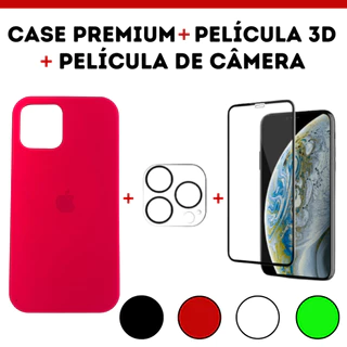 Combo para IPhone 14 Plus Case Premium Aveludada + Película de Câmera Traseira + Película 3D CF67.