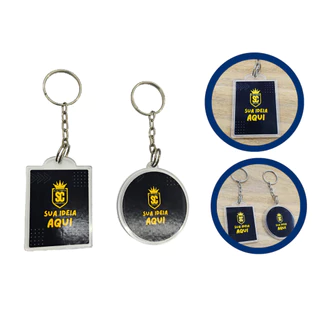 Kit 100 Chaveiros em Acrílico Personalizado Foto Lembrancinha Resinado Aniversário