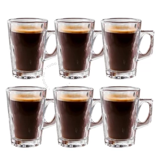 Jogo 6 Peças Canecas Capuccino Nespresso Em Vidro Resistente Coffee 225ml