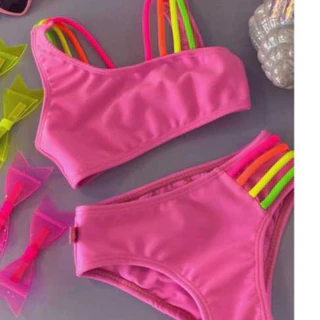 Biquíni Infantil Juvenil Feminino Suplex Lisa Moda Praia Verão Novo Modelo