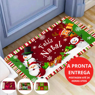 Tapete de Porta Natal Capacho Decorativo Entrada Natalino 59cm x 39 cm Colorido