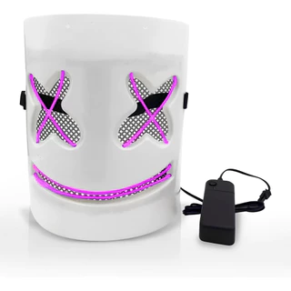 Máscara Marshmallow Led Neon Fantasia Halloween Cosplay Dj Festa Terror Fluorescente Palhaço