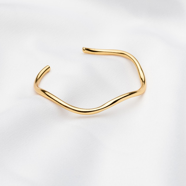 Bracelete Ondas Regulável Banhado a ouro 18K - D France Semijóias