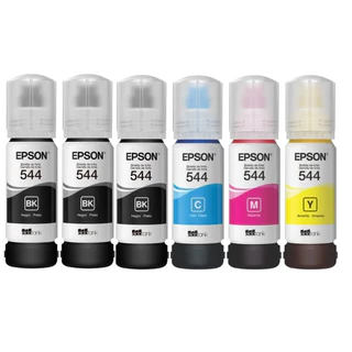 Kit 6 Refil Tintas Epson Original T544 Para Impressoras L1110 / L3110 / L3150 / L3210 / L3250 / L5190