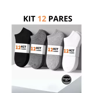 Kit 12 Pares de meia soquete de algodão unisex Cano curto