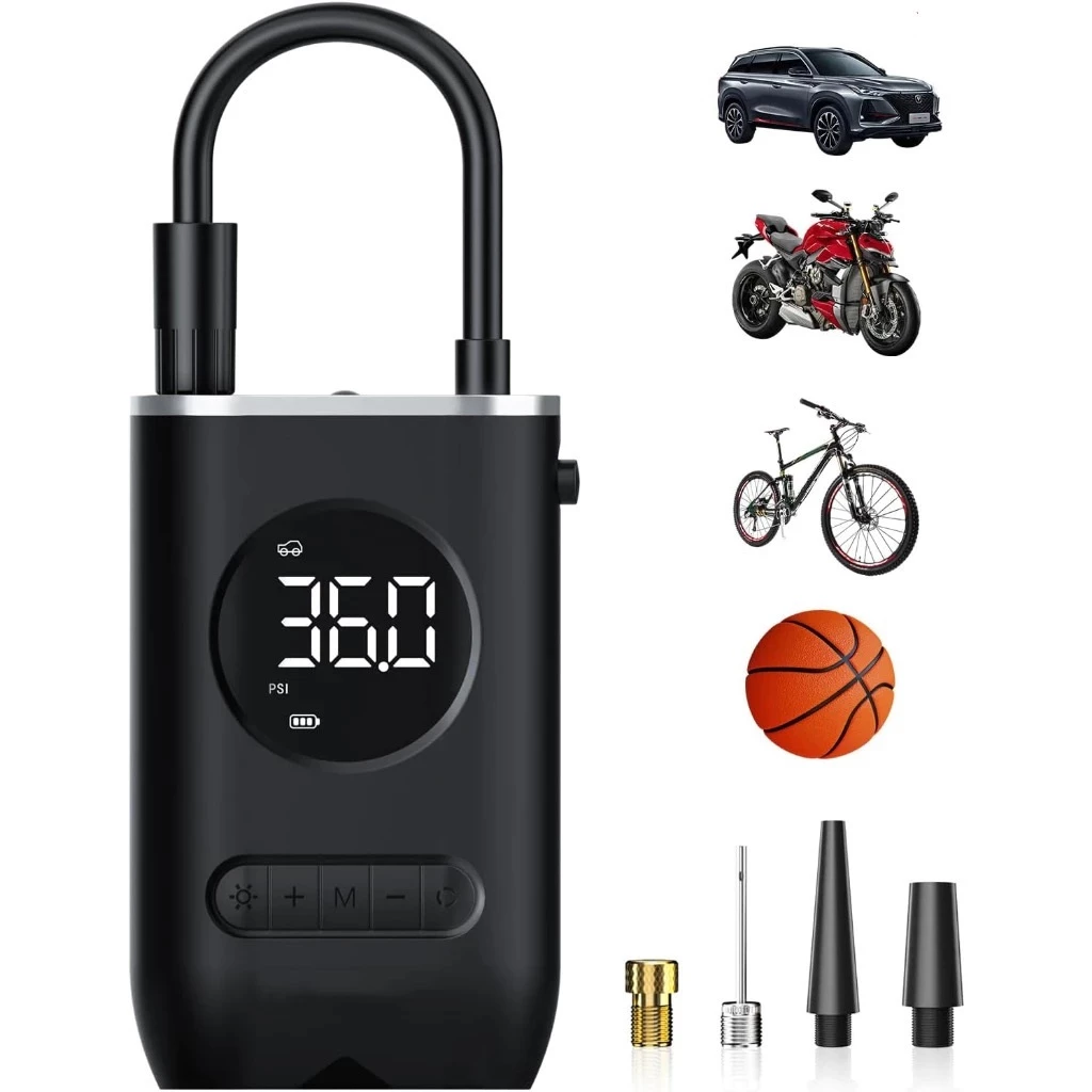 Mini Compressor de Ar Portátil Recarregável Digital USB Calibrador de Pneu