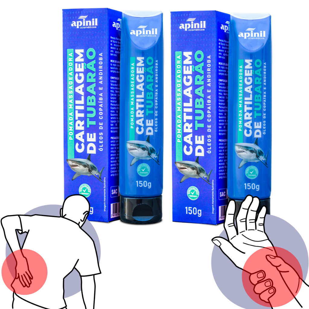 Combo 2 Pomadas Cartilagem de Tubarão 150g Alivio Corporal Imediato