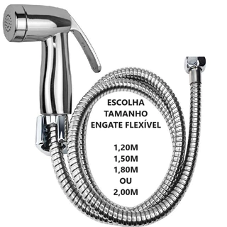 Kit Ducha Higienica Gatilho ABS TOP CROMADO e Engate Mangueira Flexivel em Inox ESCOLHA TAMANHO
