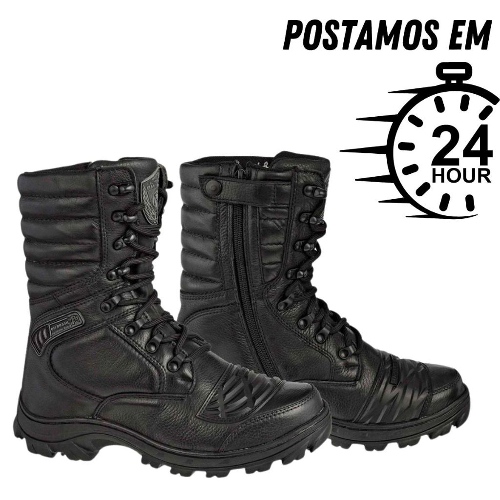 Bota Tática Com CA 45.899 Couro Acolchoada palmilha pu gel 5188