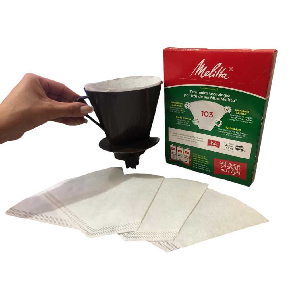 Suporte coador de café + Filtro de papel Melita 30un | Shopee Brasil