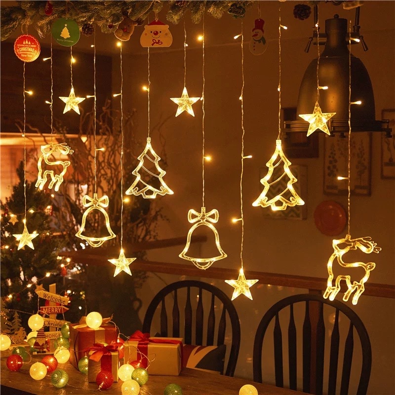Luzes de natal festão cascata guirlanda cortina decoração corda para o quarto casamemto