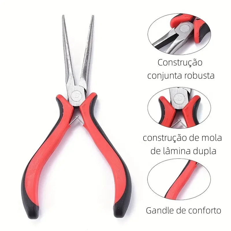 Alicate De Bico Longo Aço Inox 155mm Pesca Tira Anzol Manutenção Eletrônica Joalheria Pesca Artesanato Mini 5 polegadas