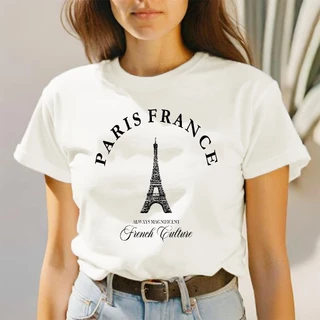 CAMISETA FEMININA PARIS T SHIRT MANGA CURTA BASICA.