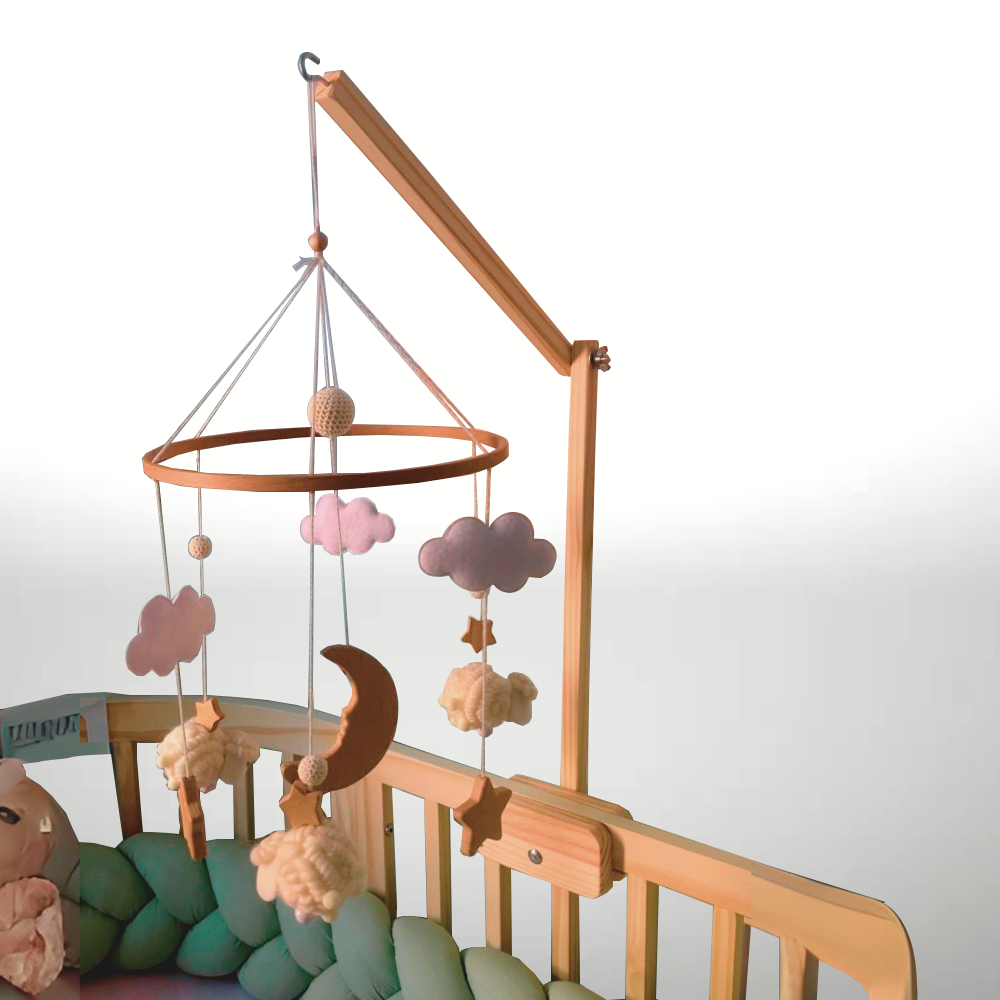 Suporte para pendurar móbile em Berço de bebe em Madeira Pinus