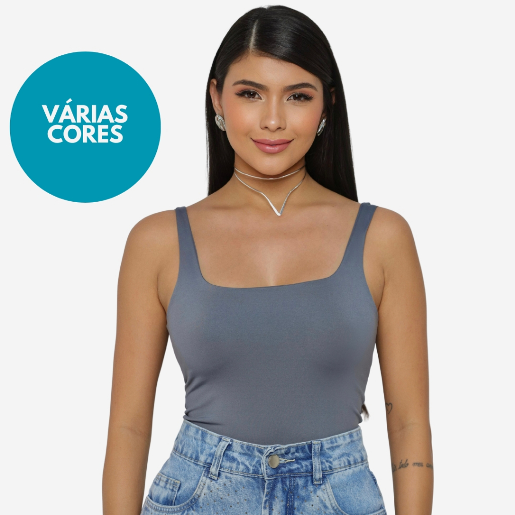 Body Feminino Regata Liso Básico Suplex Forro Duplo Varias Bori Cores Collant Anarruga Ana ruga em Oferta na Shopee