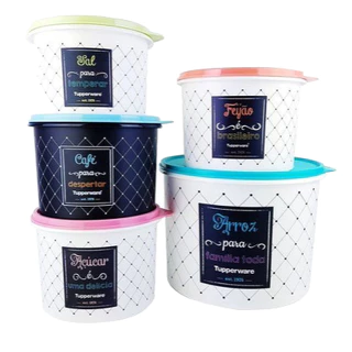 Kit Mantimentos Bistrô 5 Peças / Arroz 5kg Plus + Feijão 2kg + Açúcar 1,4kg + Café 700g + Sal 1,3kg TUPPERWARE®
