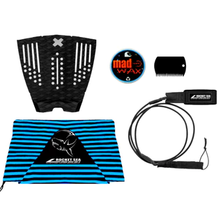 Quilha M5 Surf+ Deck Prancha Surf+ Leash Surf 6´ + Parafina 80 Gr
