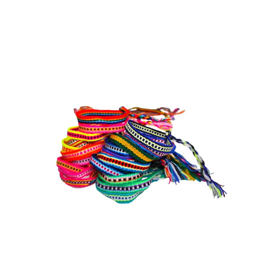 6 Pulseira De Pano Finas Colorida Reggae Macramê Atacado