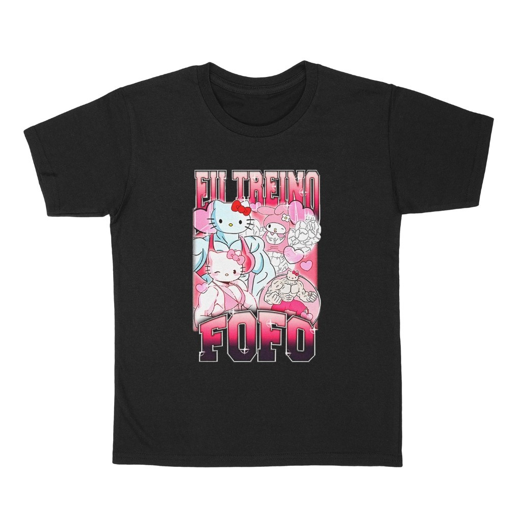 Camiseta Basica Academia Eu Treino Fofo Hello Kitty