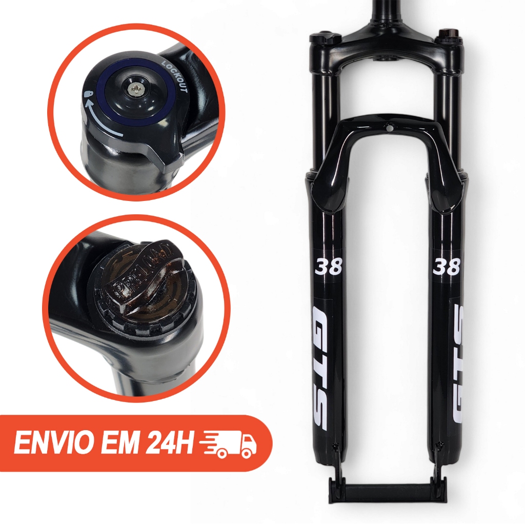 Suspensão GTS Garfo Aro 29 Amortecedor Bike Over Ajuste de Carga E Trava